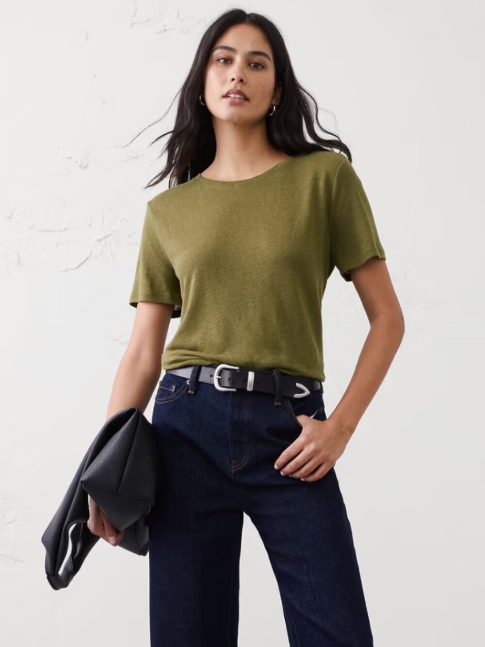 Banana Republic | Women's Linen Blend Tee | Landslide Green